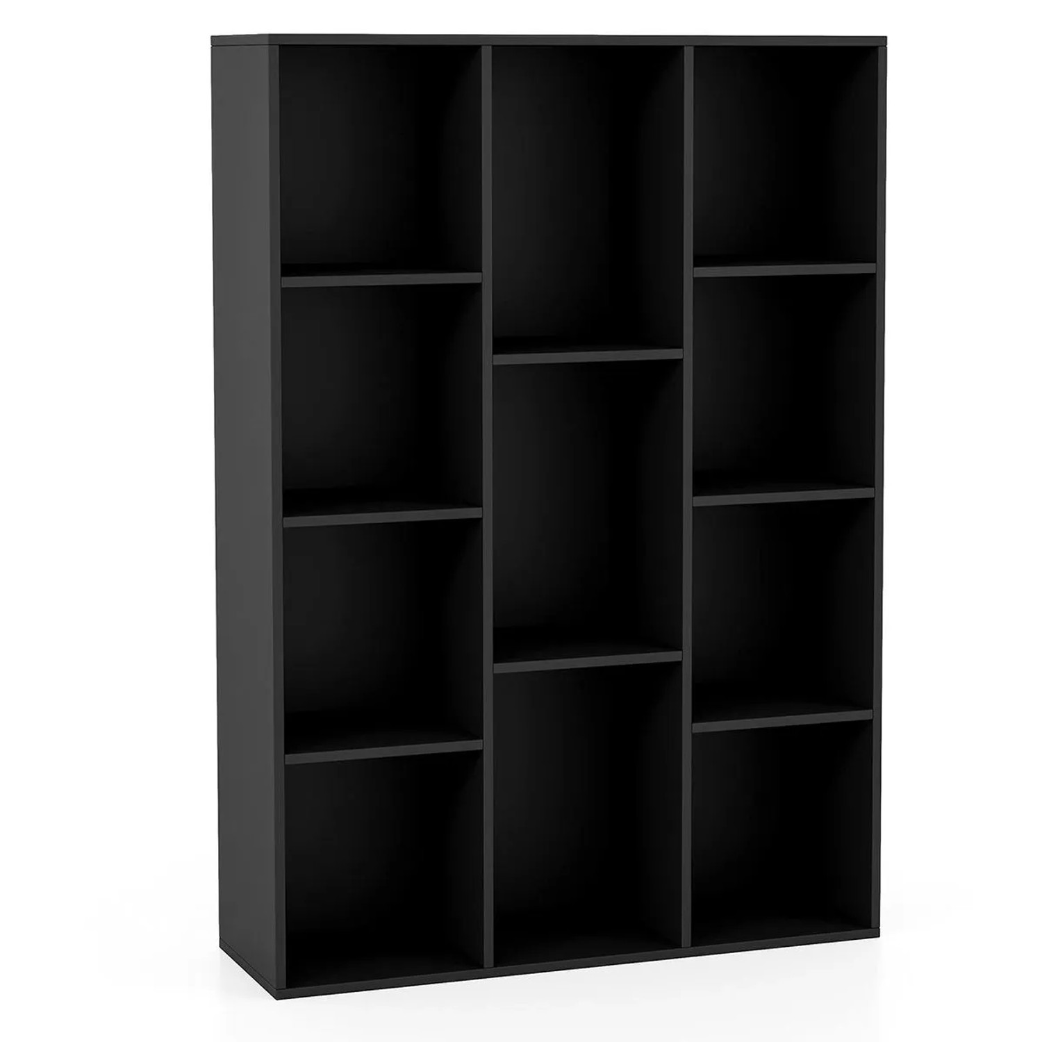 Costway Bücherregal 11 Fächern 74 x 24 x 106 cm Schwarz günstig online kaufen