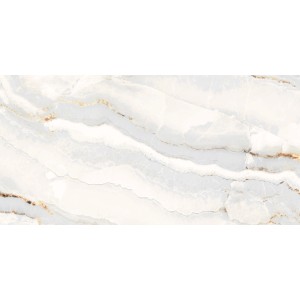 Bodenfliese Feinsteinzeug, 60x30 cm, polierte Glasur in Marmor-Optik für Innenräume.