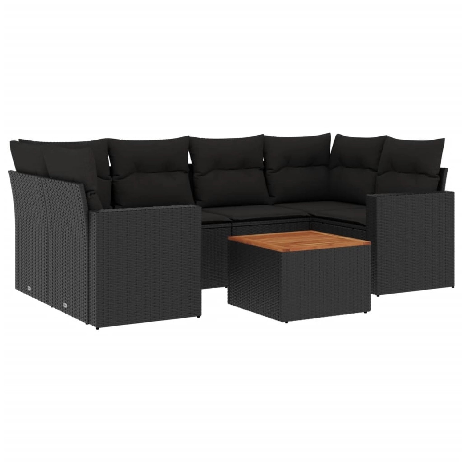 vidaXL 7-Tlg Garten-Sofagarnitur mit Kissen Schwarz Poly Rattan 3256349 günstig online kaufen