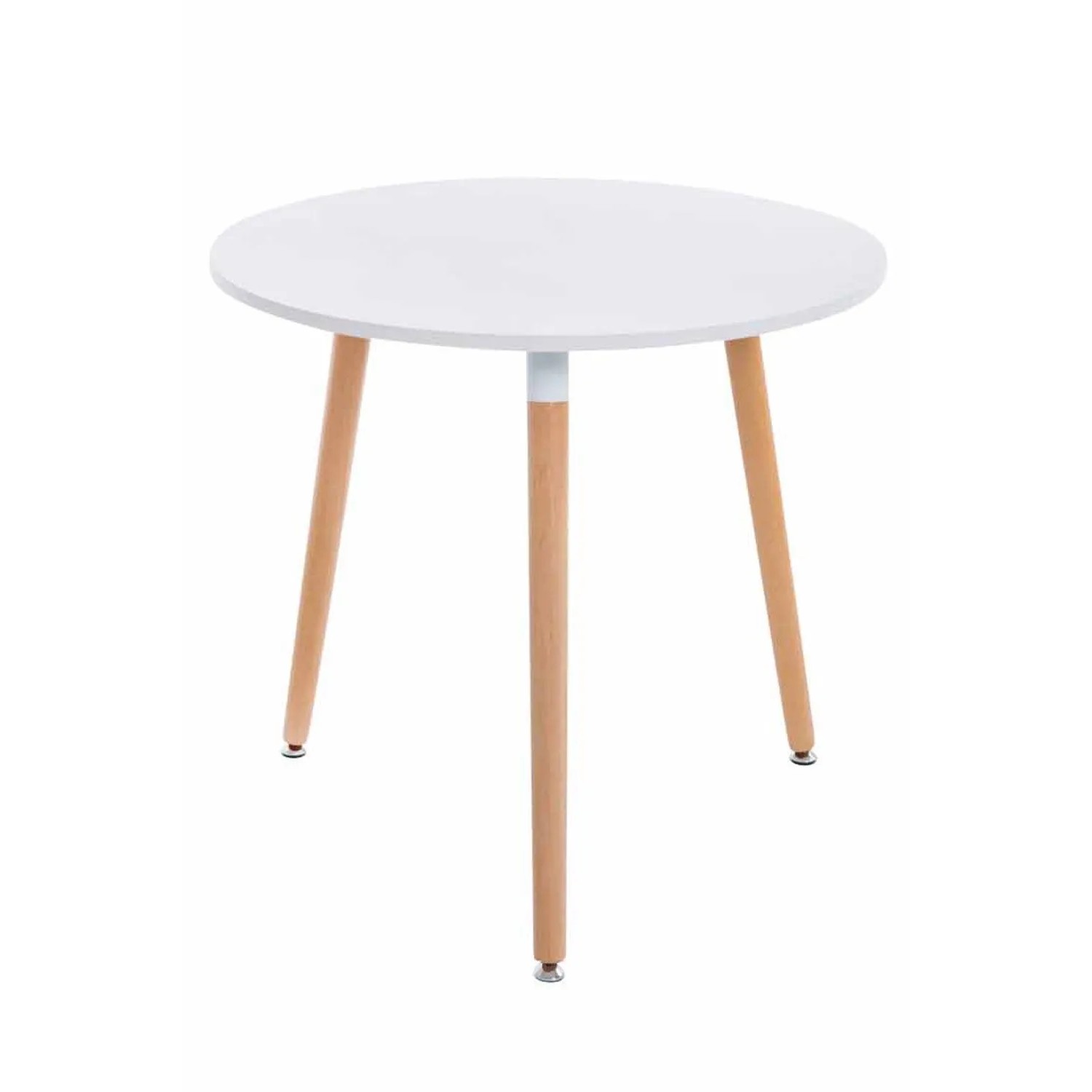 DELUKE Esstisch AMIRA Rund 80x80x75cm Holz Weiß Küchentisch Esszimmertisch Wohnzimmertisch