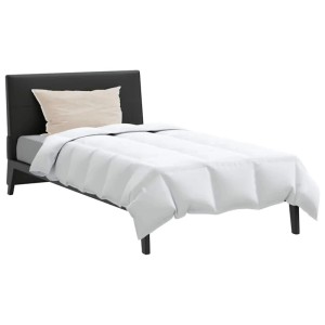 Weiße vidaXL Winterbettdecke mit Box-Steppung und hellem Kissen auf einem Bett. 2-tlg. Daunenfeder Set für Schlafzimmer.