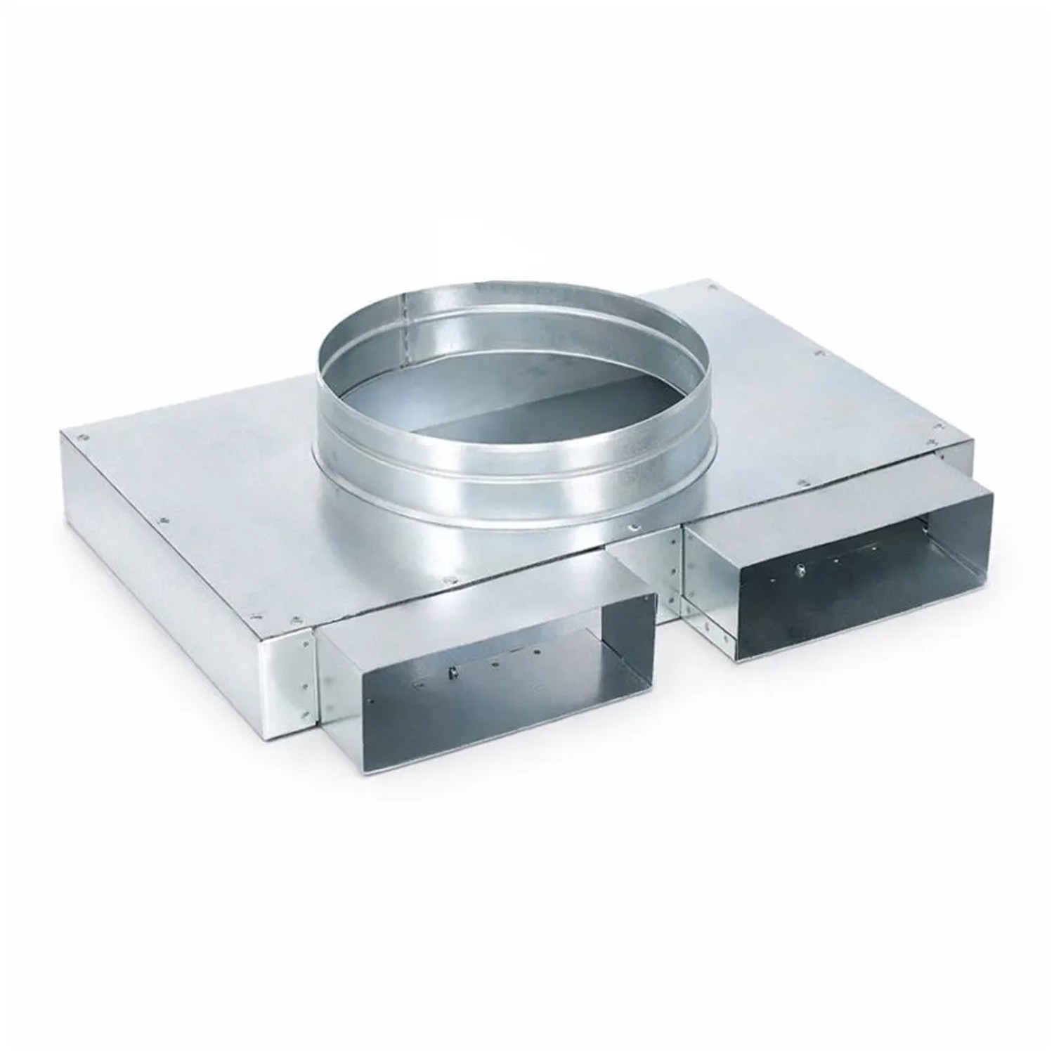 Subtiel Flachkanal Verteiler 150 x 50 mm Zwei Eingänge Ein Ausgang Ø 200 mm