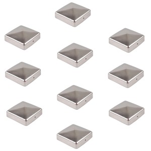 10er Set Edelstahl Pfostenkappen Pyramide 91mm für 9x9cm Zaunpfosten.