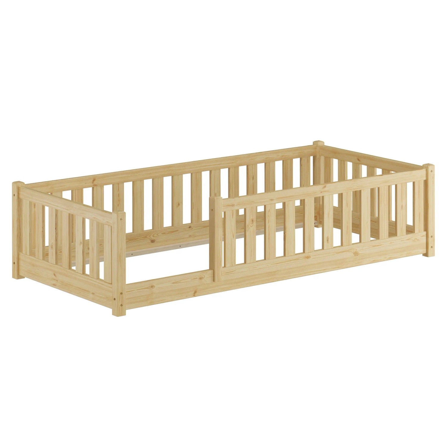 Erst-Holz Holzbett Kinderbett 80 x 180 cm  mit Rundumsicherung Kiefer Massivholz Modell 77 ohne Zubehör