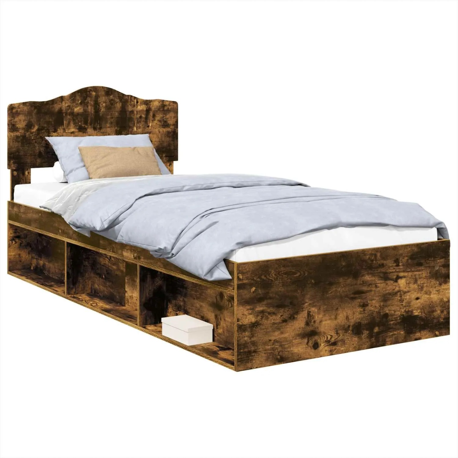 vidaXL Bettrahmen Räuchereiche 100 x 200 cm Massives Kiefernholz 3412938