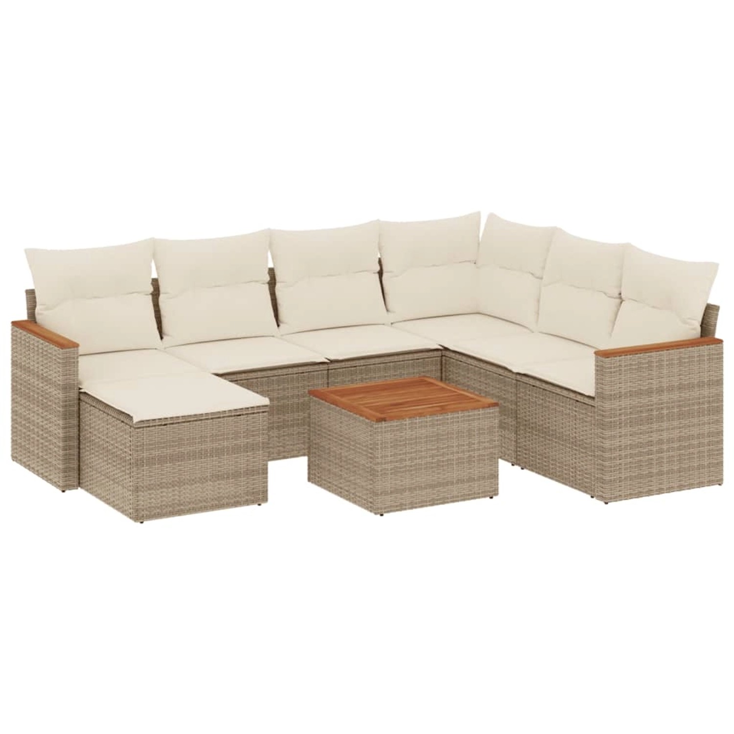 vidaXL 8-Tlg Garten-Sofagarnitur mit Kissen Beige Poly Rattan 3258614 günstig online kaufen