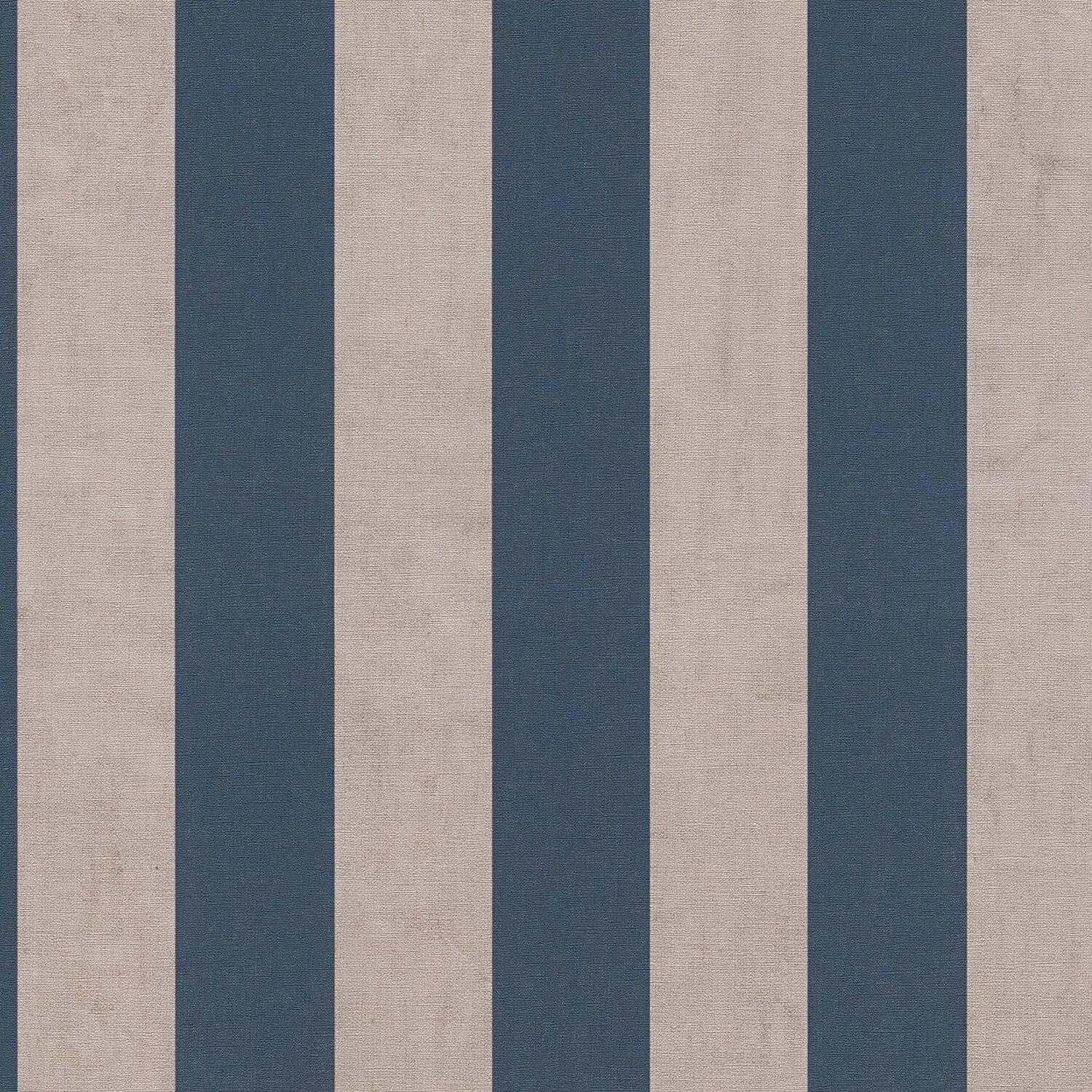 PROFHOME 782265-GU Streifen Tapete Grafisch Matt Grau Blau 0,53 m x 10,05 m 5,33 m2