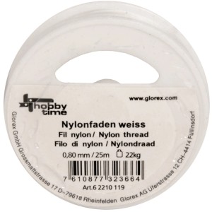 Weißer Nylonfaden 0,80 mm x 25 m für Schmuckbasteln, auf Spule.