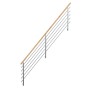StarWood Edelstahlgeländer Flex, 325 cm, mit Eichenhandlauf und Edelstahl-Füllstäben.