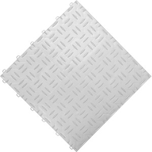 Florco Kunststoff-Klickfliese, weiss-alu, 40x40 cm, Riffelblech-Optik, 6er-Pack