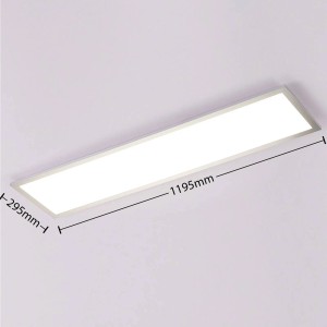 Dimmbares Arcchio LED Panel Lysander in Alu für Arbeitszimmer, 119.5x29.5cm.