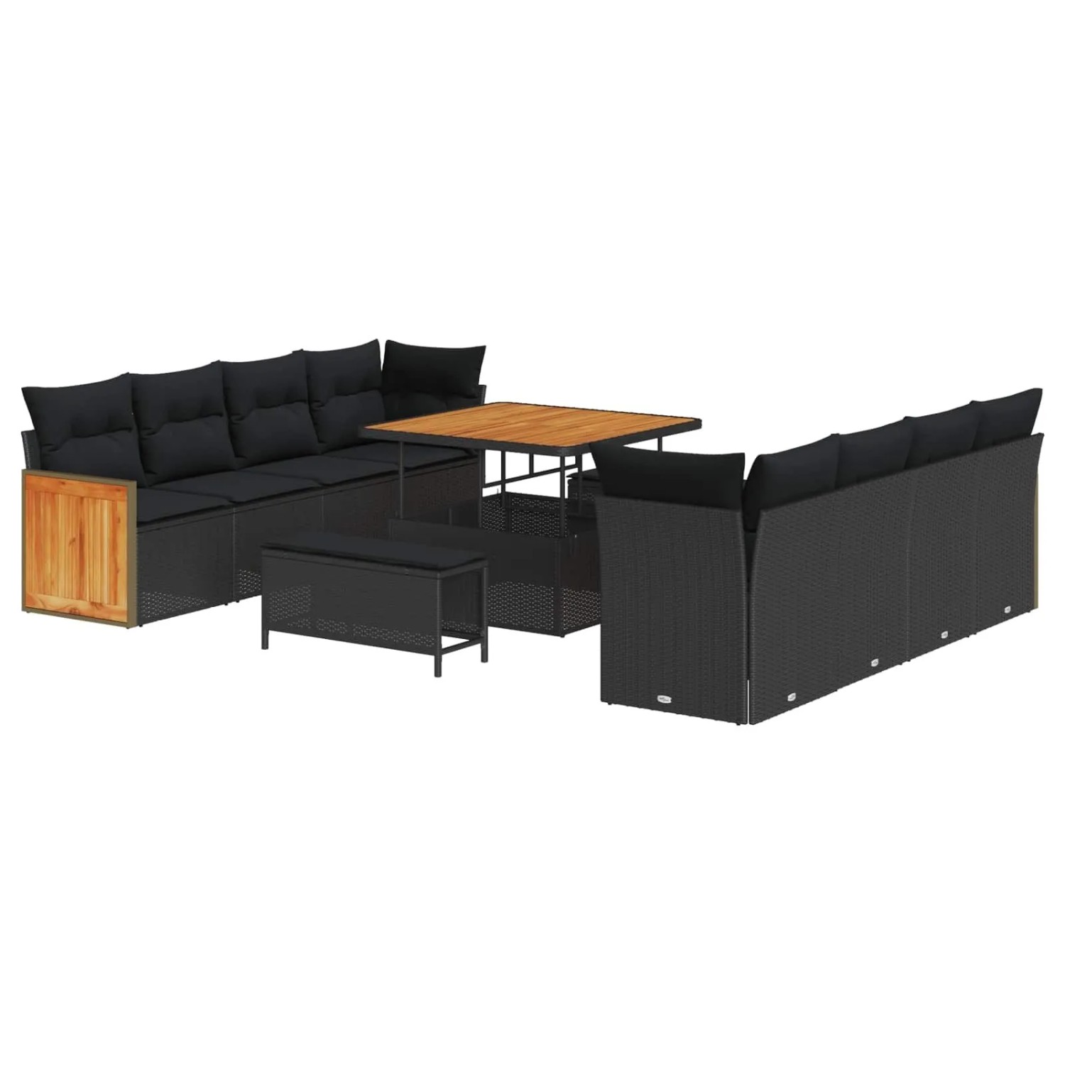 vidaXL Gartensofa-set mit Kissen 12-Tlg Schwarz Poly-Rattan 3365234 günstig online kaufen