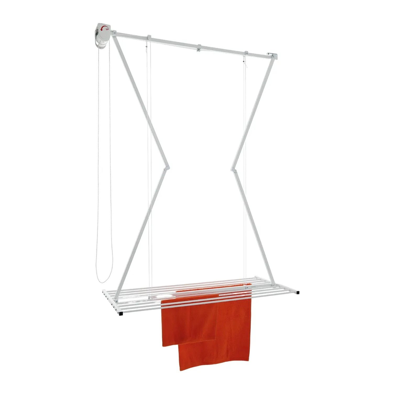 Foxydry Wäscheständer Zur Deckenmontage Mit Seilzug Platzsparend 128 cm Weiß