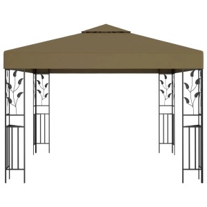 vidaXL Pavillon 3x3 m, Taupe, mit Stahlrahmen und floralen Details. Ideal für Garten & Terrasse.