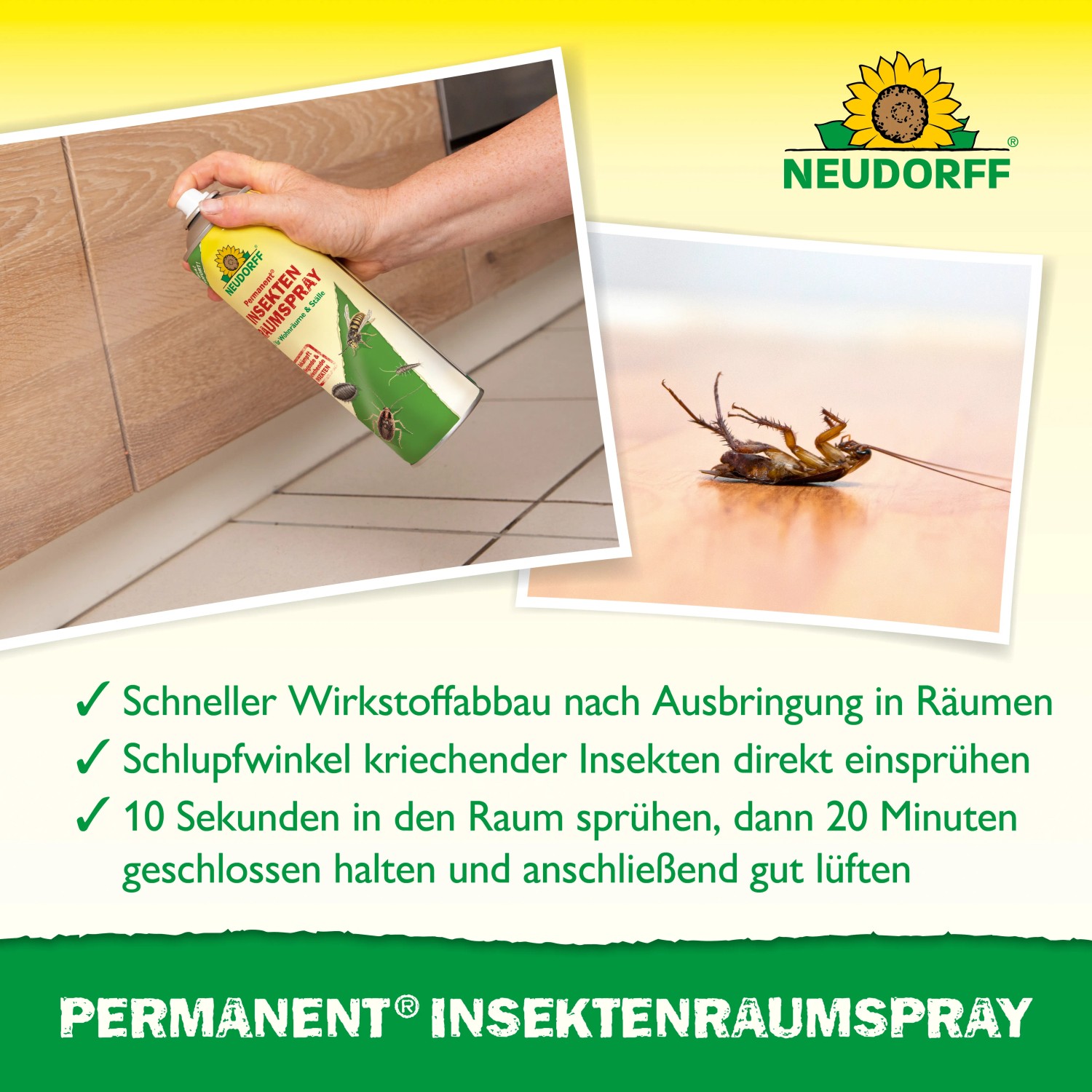 Neudorff Permanent Insektenraumspray 500ml zur Insektenbekämpfung im Innenbereich.