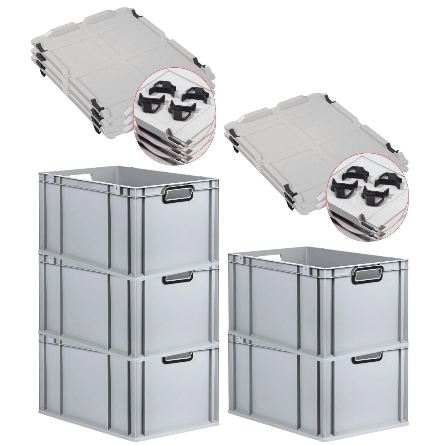 PROREGAL SparSet 5x Eurobox Nextgen Color Mit Auflagedeckel HxBxT 32x40x60c günstig online kaufen