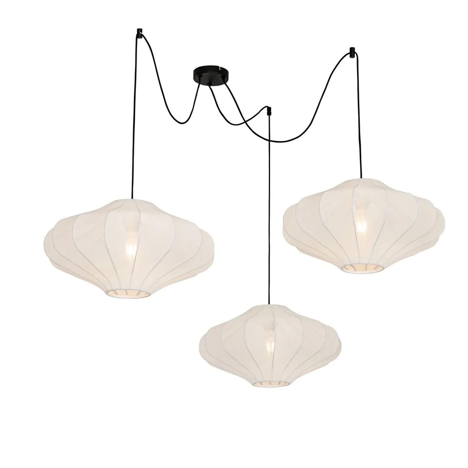 QAZQA Japandi-Pendelleuchte Weiß 50 cm 3-flammig Plu