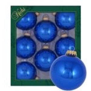 Krebs Glas Lauscha GmbH Christbaumkugeln Weihnachtskugeln Glas Ø 7 cm 8 Stück Blau Glänzend