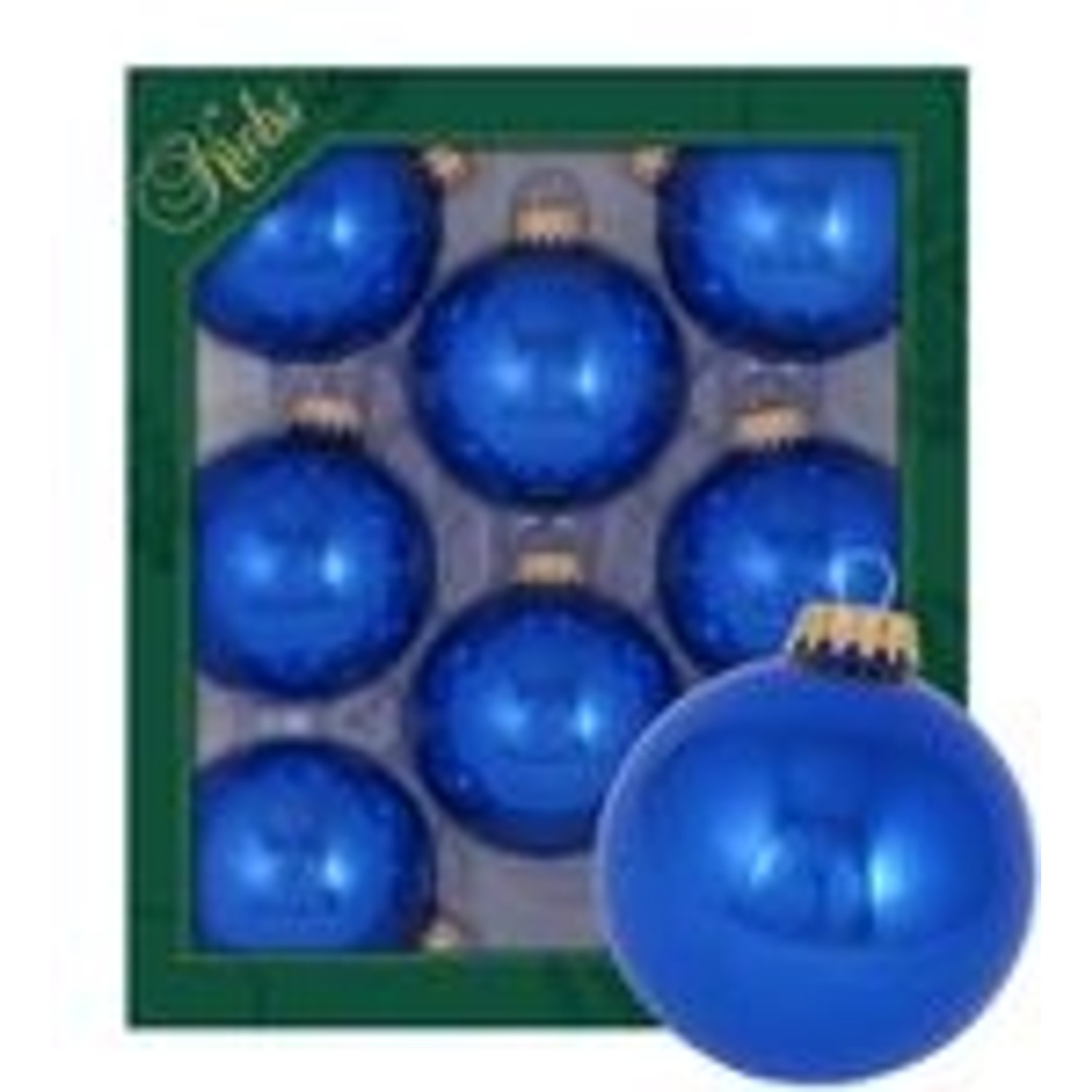 Krebs Glas Lauscha GmbH Christbaumkugeln Weihnachtskugeln Glas Ø 7 cm 8 Stück Blau Glänzend