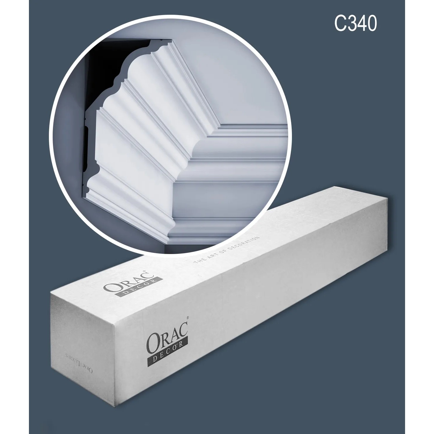 ORAC DECOR C340 LUXXUS Zierleisten Set mit 12 weißen Stuckleisten (24m) im Karton.