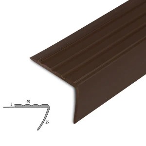 Braunes KARAT Stufenkantenprofil Toronto, Treppenkantenprofil aus Aluminium, 40x25x1200 mm.