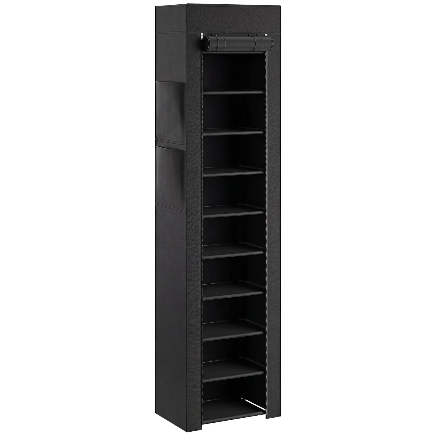 HOMCOM Schuhregal Vliesstoff Metall 45L x 30B x 175H cm Schwarz
