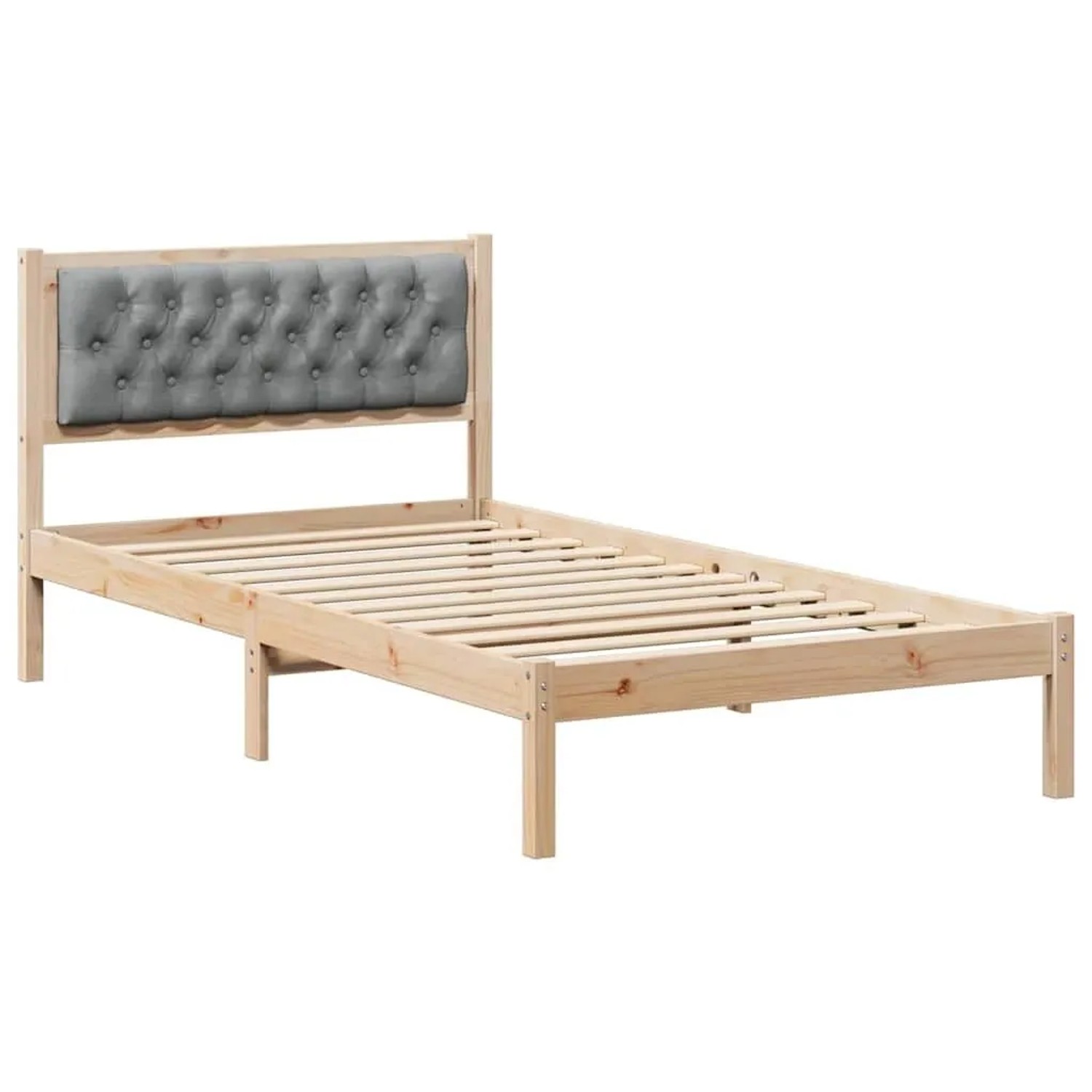 vidaXL Bettrahmen Hellgrau 100 x 200 cm Massives Kiefernholz 878209