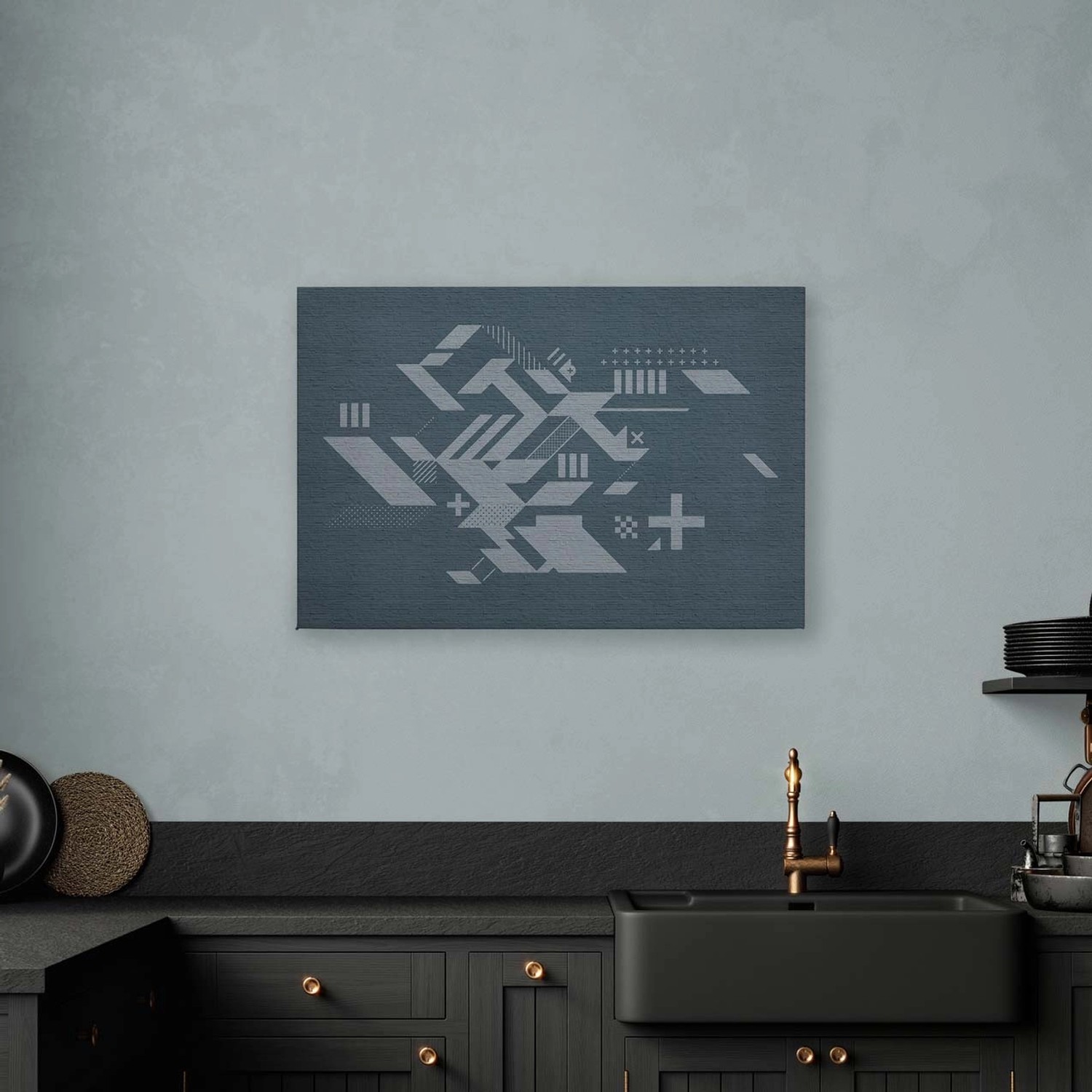 Bricoflor Industrial Bild Auf Leinwand In Grau Modernes Wandbild Mit Geometrischem Design Canvas Leinwandbild In Steinop