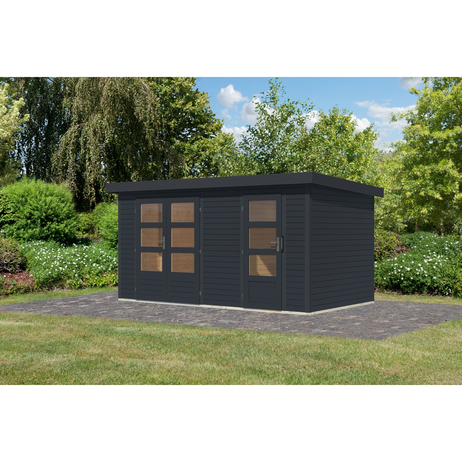 Karibu Gartenhaus Alfredo C Anthrazit/Anthrazit 209 x 400 x 213 cm günstig online kaufen