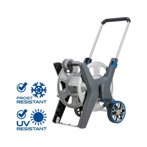 LUX Schlauchwagen Professional aus Metall, fahrbarer Gartenschlauchwagen mit Trommel und Griff.