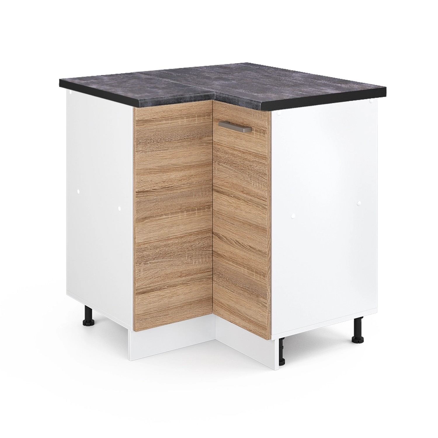 Vicco Eckunterschrank R-Line Küchen Eckschrank Sonoma/Weiß 76 cm AP Anthrazit