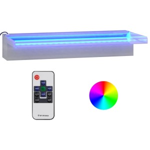 VidaXL Wasserfall-Element 45cm mit RGB LEDs aus Edelstahl für Gartenbrunnen.
