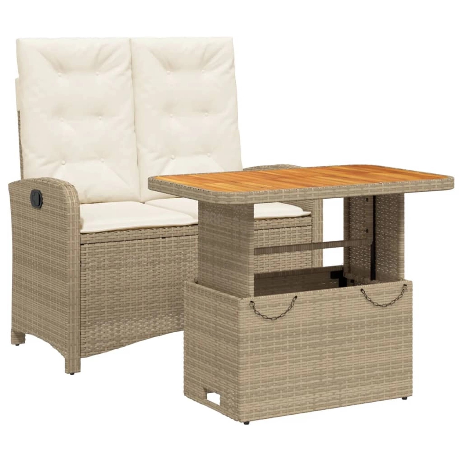 vidaXL 2-Tlg Garten-Essgruppe mit Kissen Beige Poly Rattan 3277358 günstig online kaufen