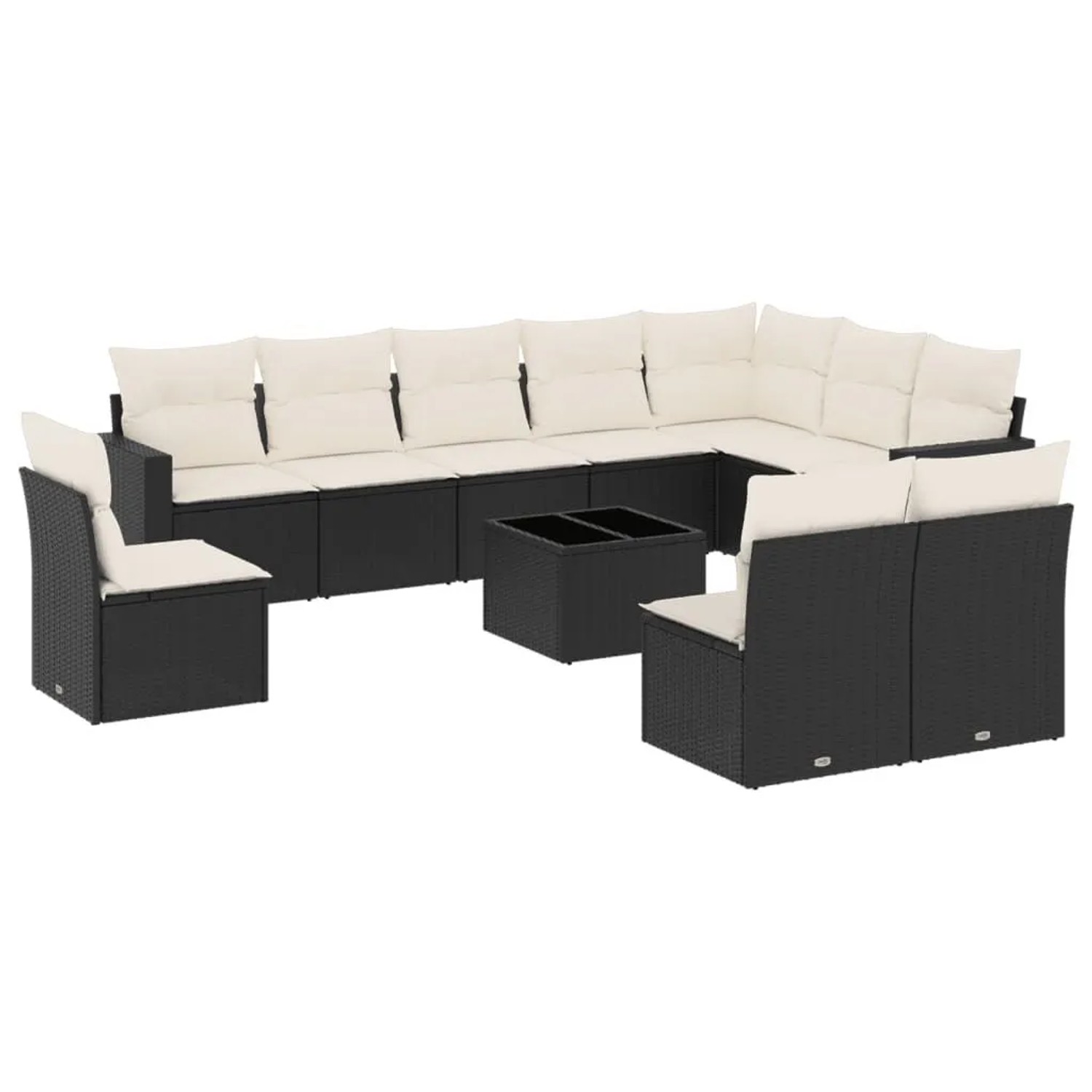 vidaXL 11-Tlg Garten-Sofagarnitur mit Kissen Schwarz Poly Rattan 3251453 günstig online kaufen
