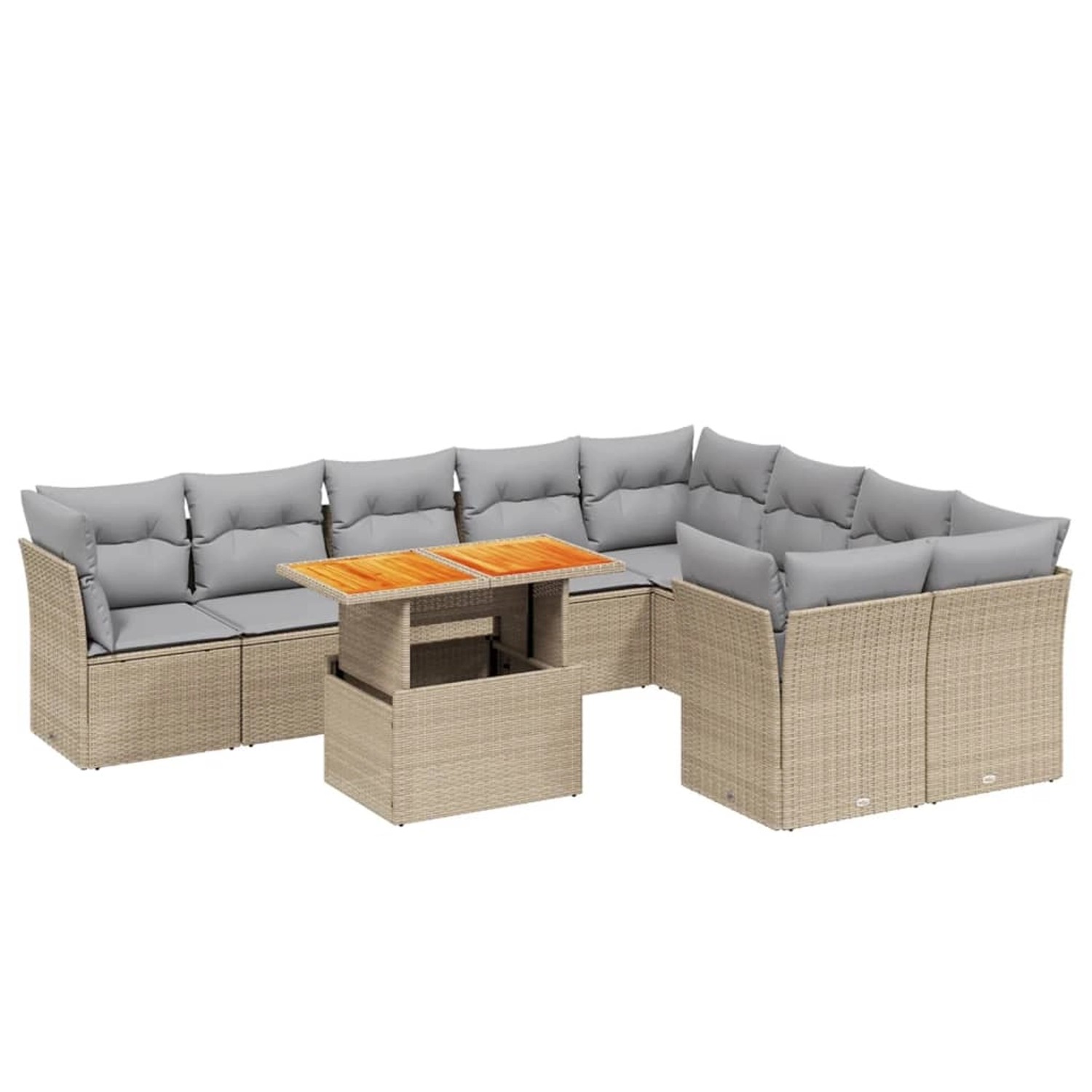 vidaXL 10-tlg Garten-Sofagarnitur mit Kissen Beige Poly Rattan Modell 224 günstig online kaufen