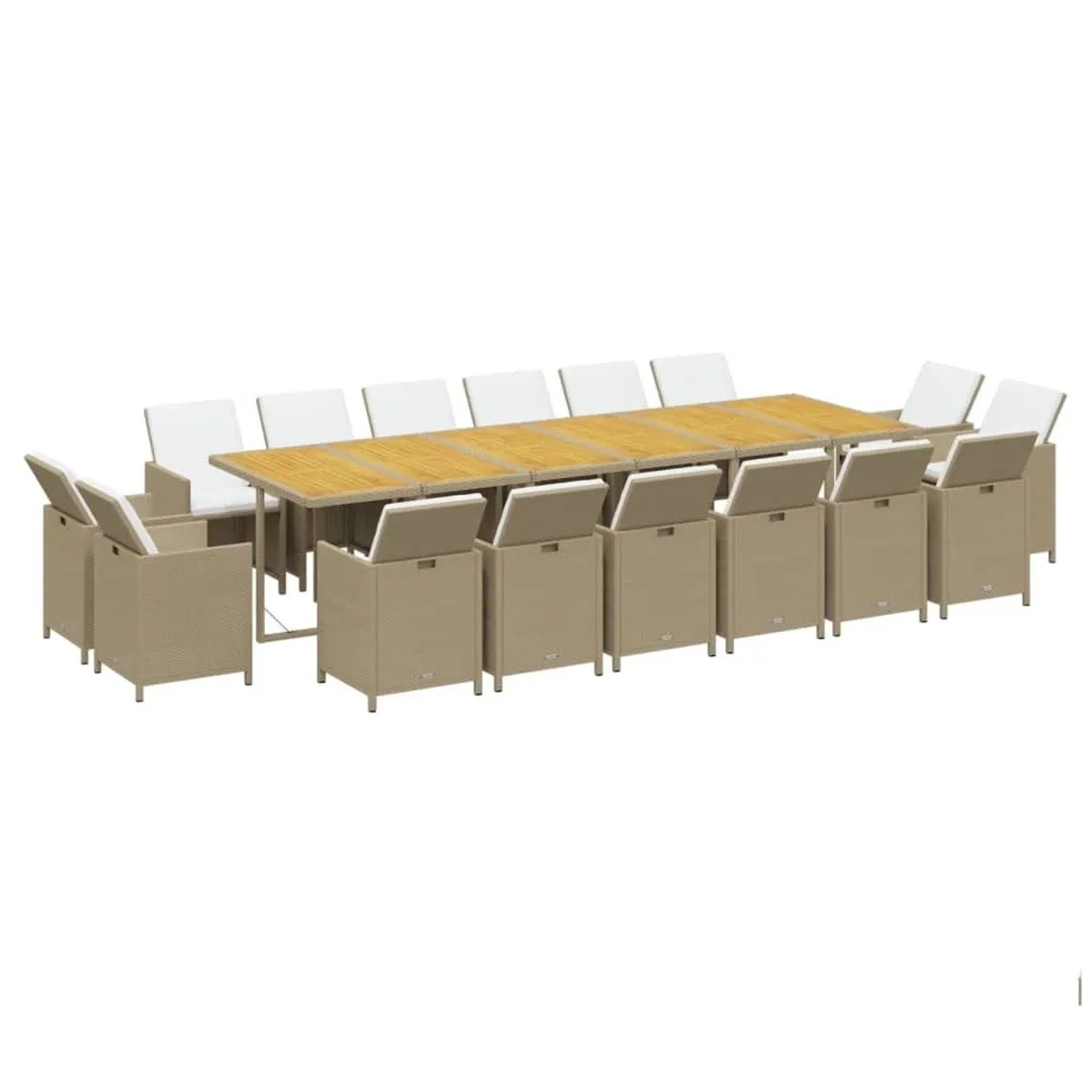 vidaXL 17-Tlg Garten-Essgruppe mit Kissen Poly Rattan Beige 3095636