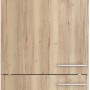 Optifit Hochschrank Erik290 in Wildeiche, 60 cm breit, mit zwei Türen und Griffen in Edelstahloptik.