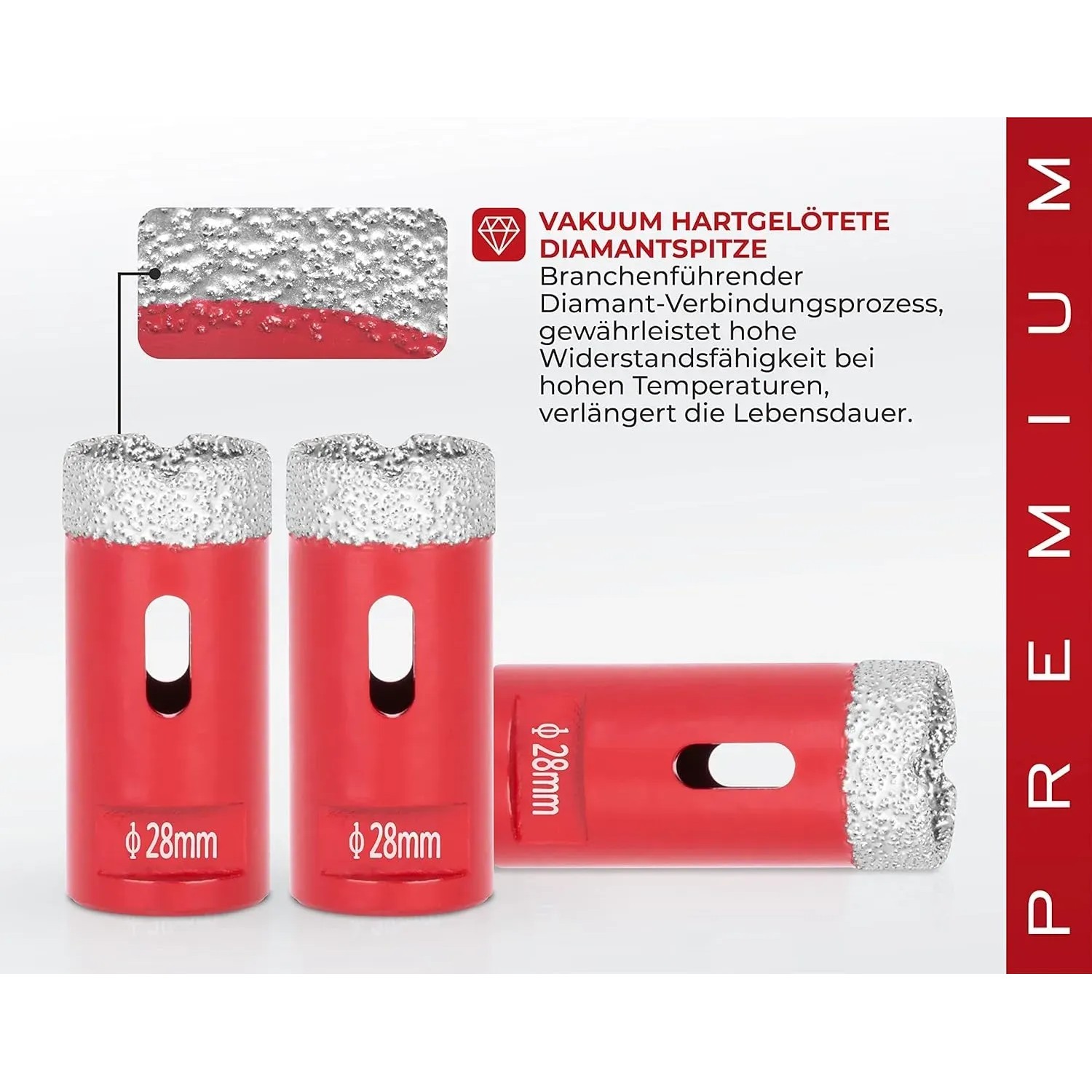 PROREGAL Diamant Bohrkronenaufsatz 28mm für Fliesen, Glas, Stein mit M14 Aufnahme.