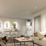 Wohnraum mit Paulmann Urail LED Einbaustrahlern, dimmbar und smart steuerbar.