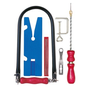 Pebaro Laubsäge-Set, 12-teilig mit Drillbohrer, Laubsäge, Sägeblätter, Zwinge und Zubehör.