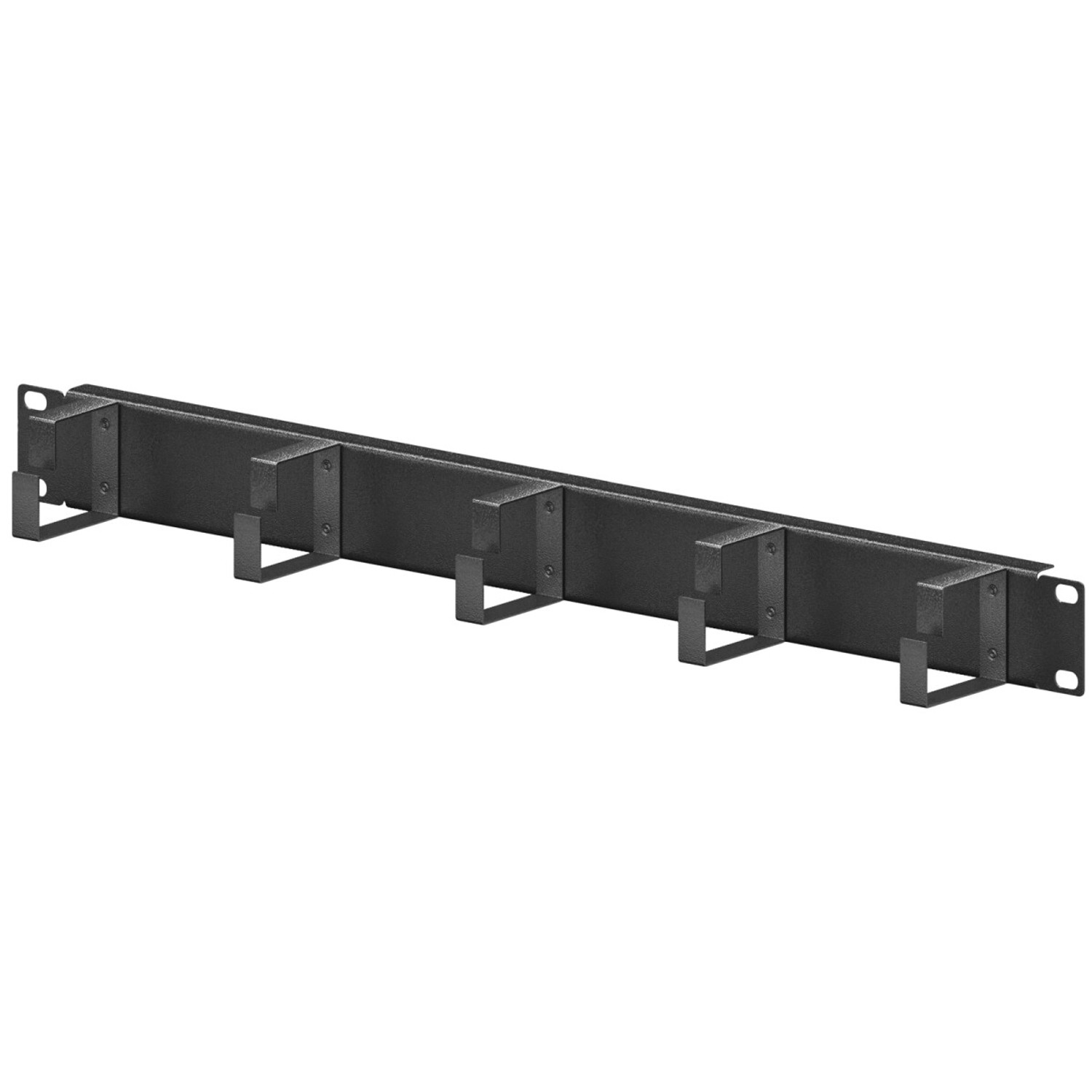 hb-digital 19 Zoll Kabelführungspanel 1HE mit 5x Bügel Schwarz