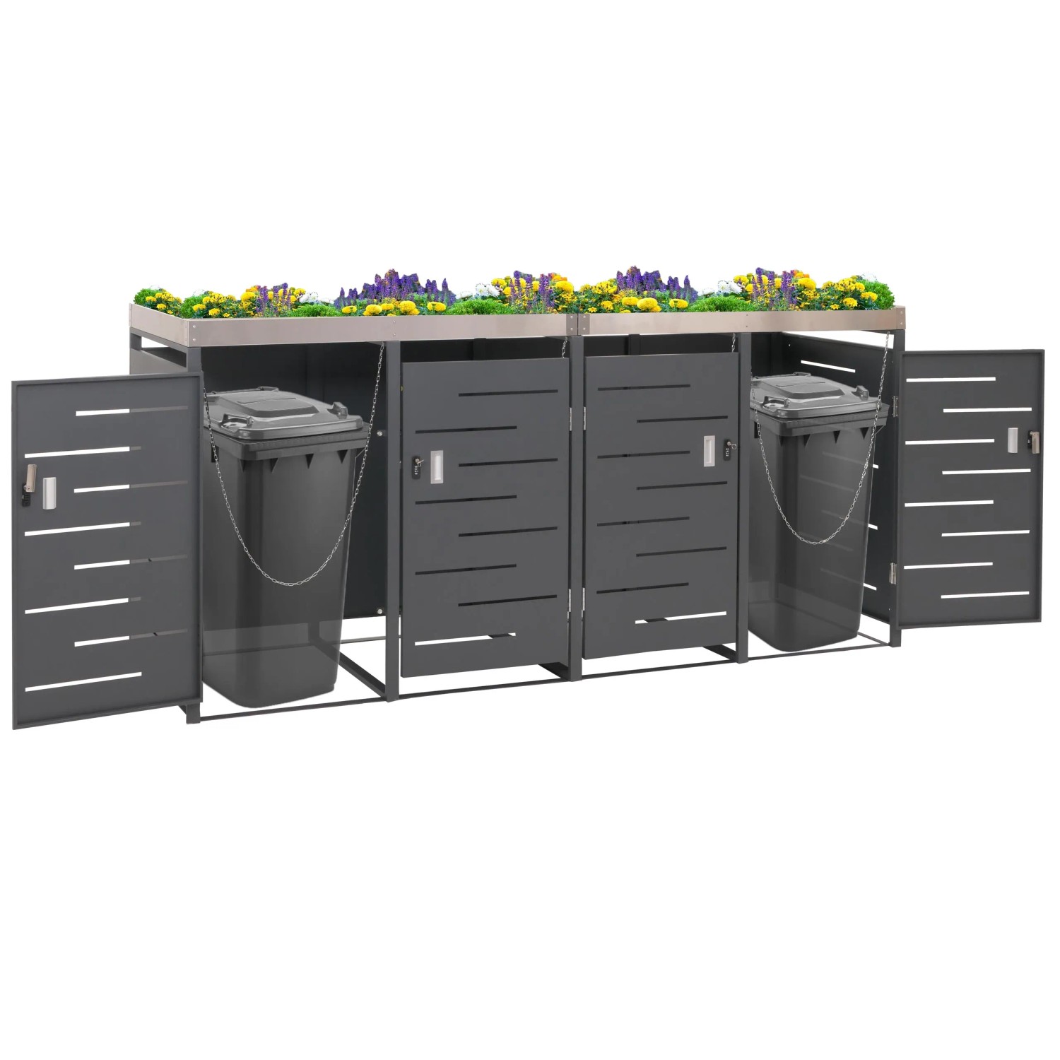 PROREGAL Mülltonnenbox 4er 125x264x84cm 80-240 Liter_2