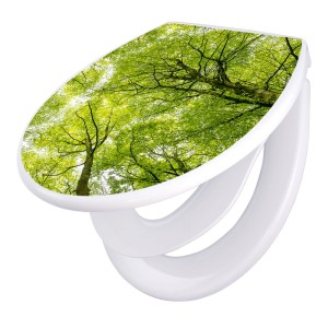 Banjado WC-Sitz Familie mit Absenkautomatik, Motiv Zwischen Bäumen, Kindersitz integriert.
