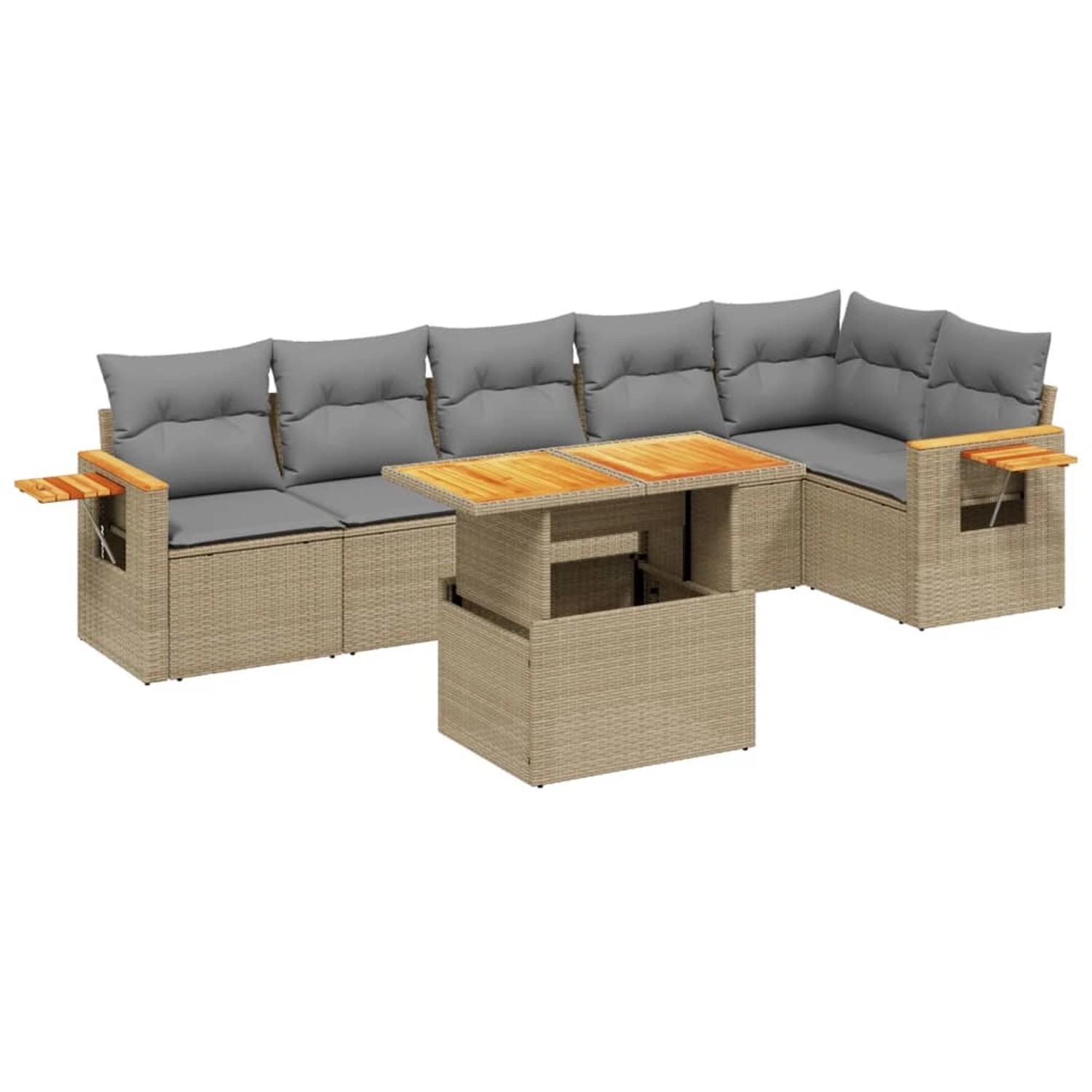 vidaXL 7-tlg Garten-Sofagarnitur mit Kissen Beige Poly Rattan Modell 357 günstig online kaufen