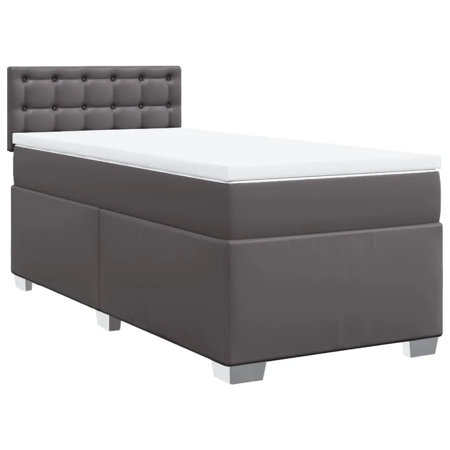 vidaXL Boxspringbett mit Matratze Grau 90x200 cm Kunstleder 3288406 günstig online kaufen