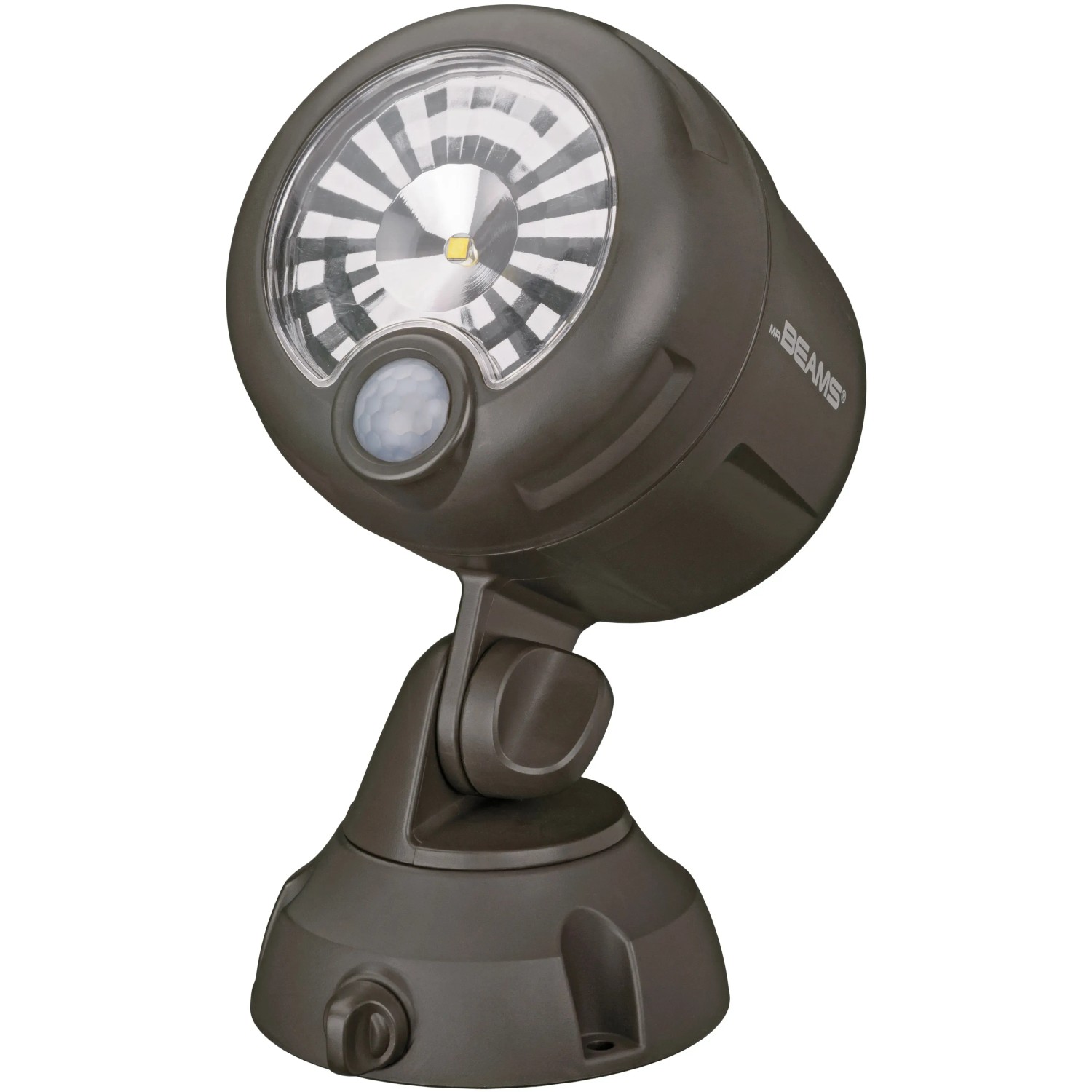 Mr. Beams LED-Außenstrahler mit Bewegungsmelder, braun, 2er-Pack. Batteriebetriebene Sicherheitsbeleuchtung.
