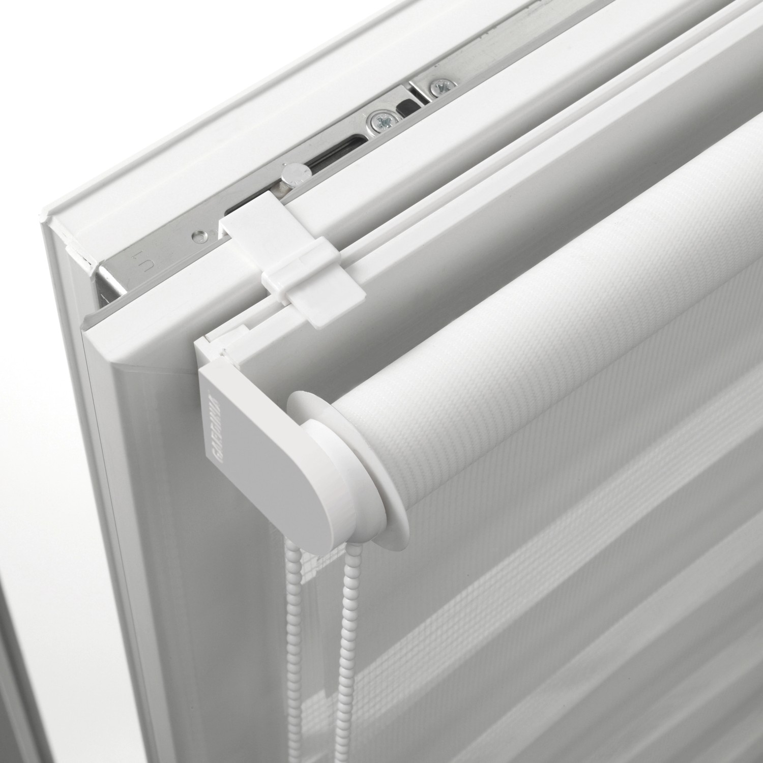 Gardinia Doppelrollo EasyFix, 90x150 cm, Weiß, mit Montageschiene und Klemmträger.