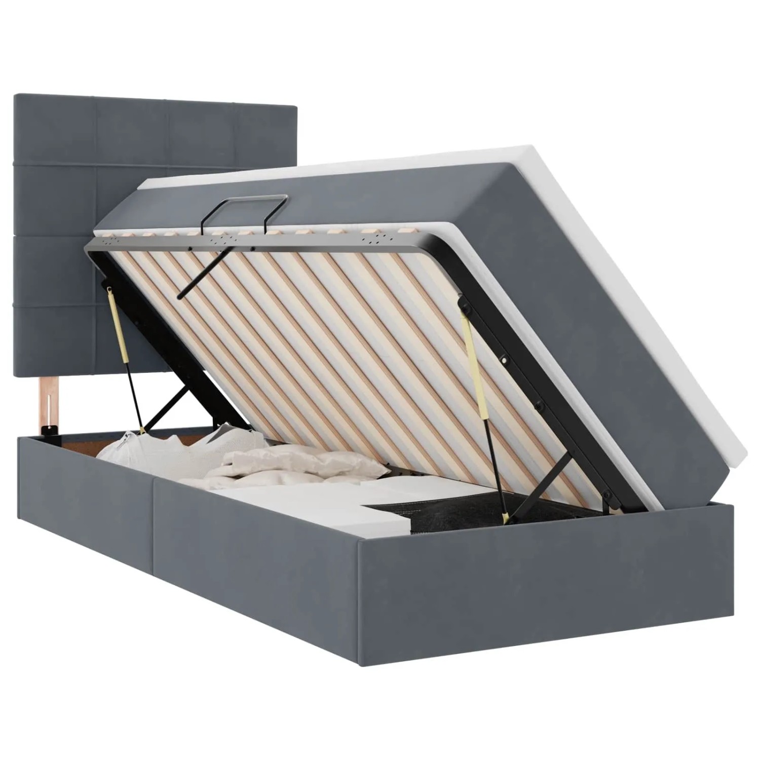 vidaXL Bett mit Stauraum und LED Dunkelgrau 100 x 200 cm Samt 3372646