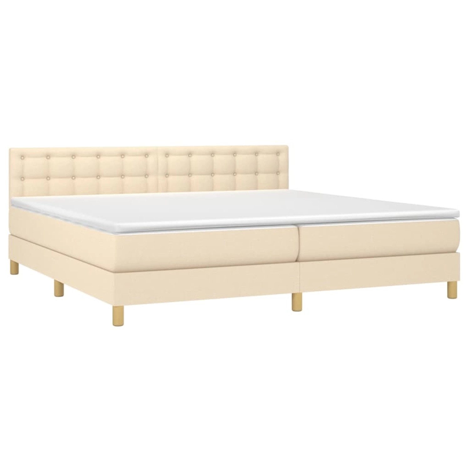 vidaXL Boxspringbett mit Matratze & LED Creme 200x200 cm Stoff 3134066