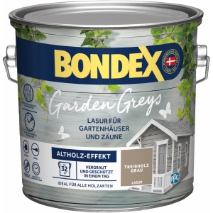 Dose Bondex Garden Greys Lasur Treibholzgrau 2,5 l für Holzschutz im Außenbereich.